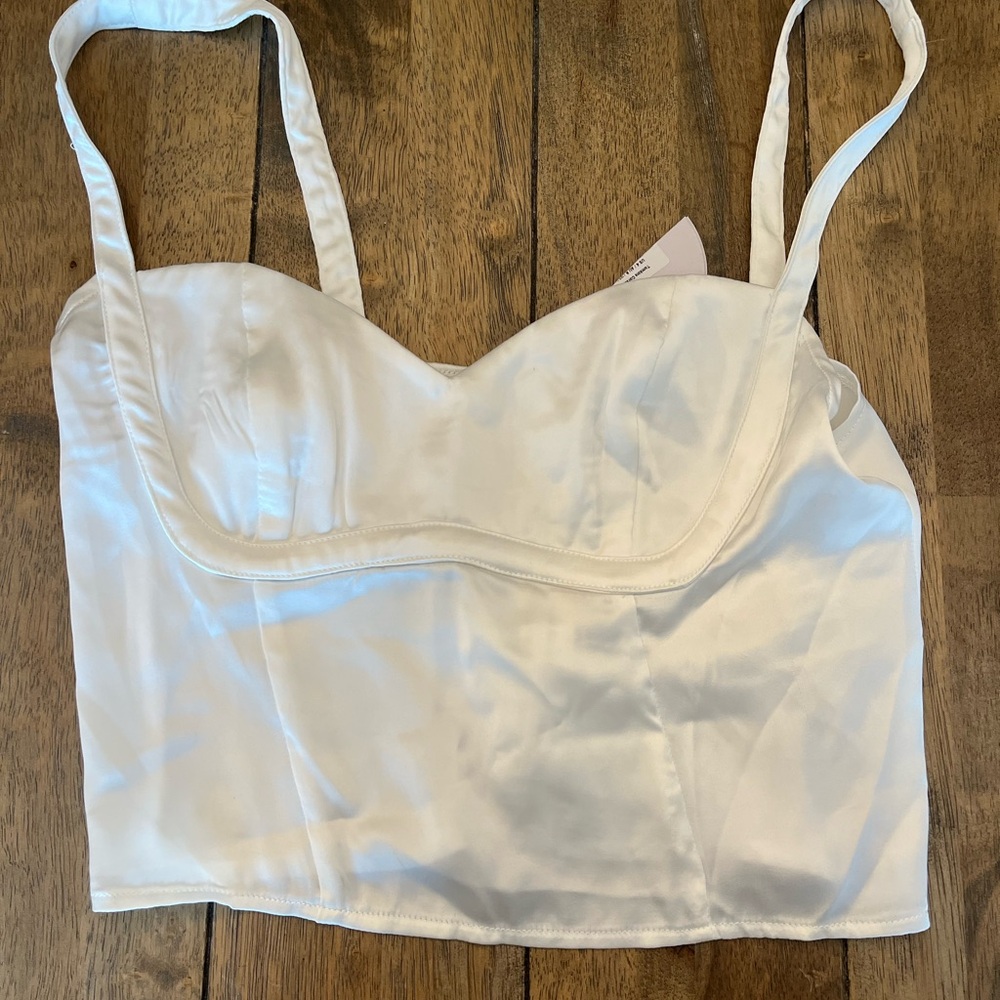 NWT Princess Polly White Satin Corset Crop Top size 4